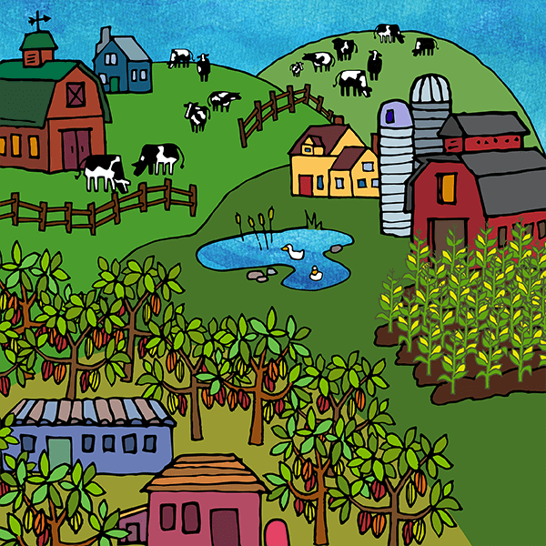 Icono de agricultores y trabajadores agrícolas prósperos